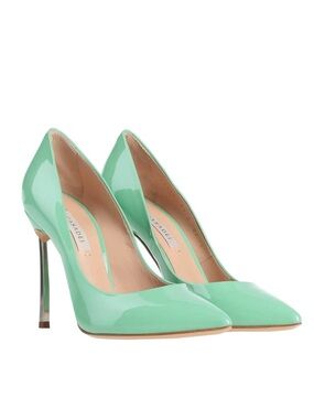 Casadei Mint Green Patent Pointed Stiletto Pumps